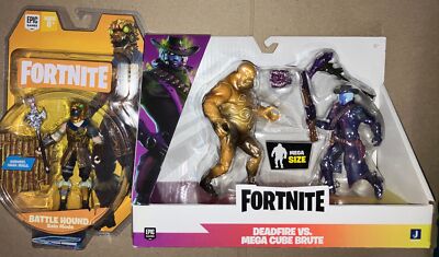 Fortnite Duo Mode Deadfire vs Mega Cube Brute Action Figures + BATTLE HOUND Fig