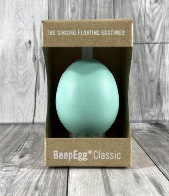 BeepEgg Turquoise Musical Egg Cooker for Soft, Medium, Hard Eggs Brainstorm NEW