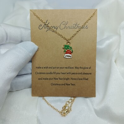 Christmas Necklace Bell Ornament Enamel Chain Link Fashion Style