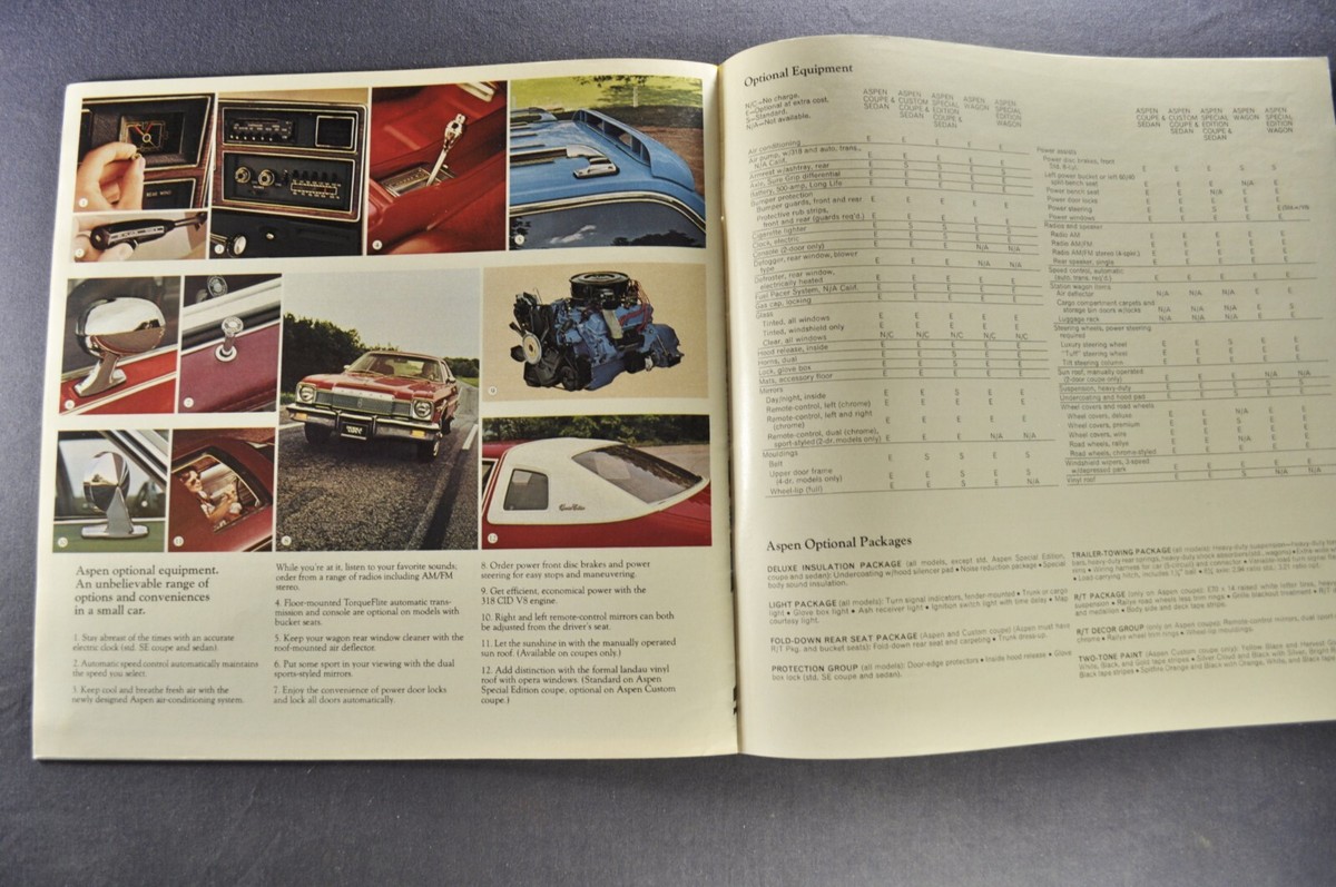 1976 Dodge Aspen Brochure R/T SE Coupe Sedan Wagon Excellent