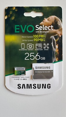 5 pack Samsung microSDXC EVO Select 256GB with adapter (5 cards) 100MB/s