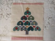 Country Christmas Primitive Hearts 9" Square Cotton Fabric Panel Holiday