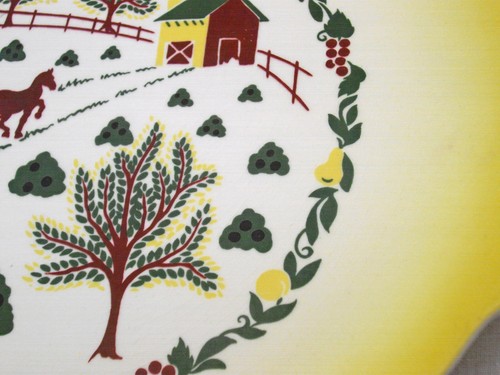 Vintage Salem Grant Crest COUNTRY CHARM Yellow Farm Platter ~ 10 3/4" x 11 1/2" - Picture 4 of 7