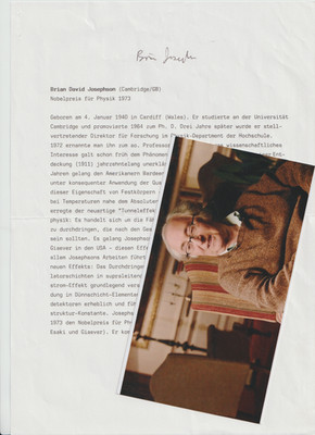 Nobelpreisträger Physik, Brian David Josephson, Orig sign Blatt mit Reprofoto