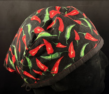 Surgical Scrub Cap - Reversable -Chili Peppers / Denim Inspired - One Size