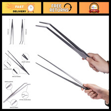 Extra Long Aquarium Tweezers Set - 15" Stainless Steel Straight  Curved Tongs f