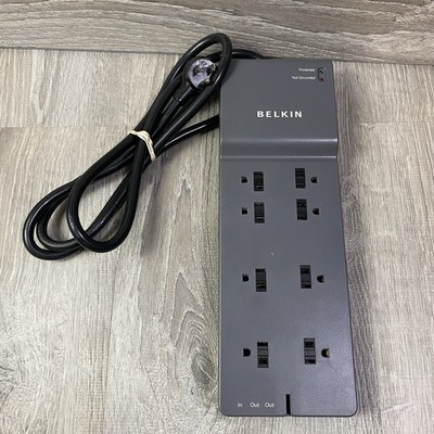 Belkin Slim Power Strip 8 Outlet Surge Protector Low profile plug BE108200-06 