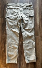 Duluth Trading Men's Flex Fire Hose Slim Fit Cargo Work Pants 38x34 Khaki Tan