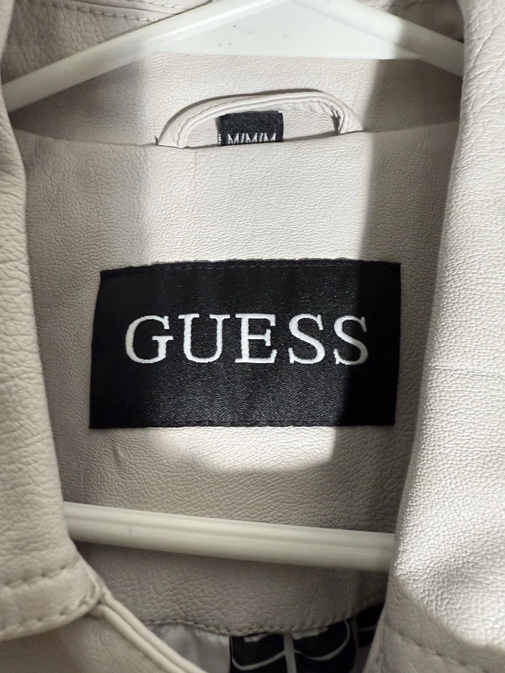 Chaqueta de motociclista Guess para mujer talla M cuero blanco bolsillos con cremallera completa Foto 2 de 3