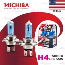 2x H4 472 MICHIBA 12V 55/60W Headlight Halogen Bulbs Lamp 5000K XENON Look WHITE
