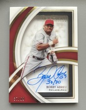 2022 Panini Immaculate Shadowbox Signatures Red Bobby Abreu Auto Phillies /99