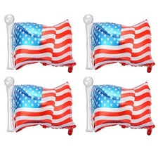 4 USA Flag Foil Balloons Pack Patriotic 4th of July Party Decor Foil Balloons