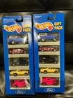 2 Hot Wheels Ford 5 Car 1993 Gift Packs #12404-Tire Variants New In Box Vintage