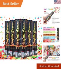6 Pack 12 Inch Confetti Cannon Multicolor Confetti Popper Party Shooter for W...
