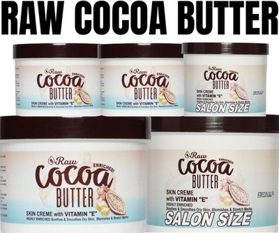 Rohe Kakaobutter Hautcreme mit Vitamin E Glas 12 & 28 Unzen UK Verkäufer