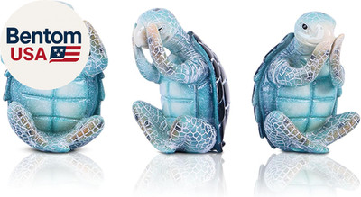 3 Pcs Wise Sea Turtle Figurines, Meditation Yoga Peaceful Decor, See No Evil Hea