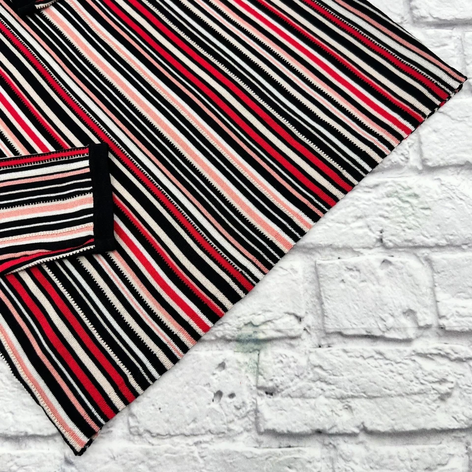 Suéter Ann Taylor Factory para mujer L rosa negro tejido a rayas manga larga Foto 4 de 4