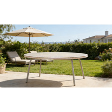 Off-White Round Outdoor PE Rattan Glass Dining Table Elevate Your Patio  Garden