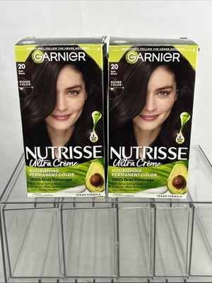 Garnier Nutrisse Nourishing Permanent Hair Color Creme 20 Soft Black 2 Packs
