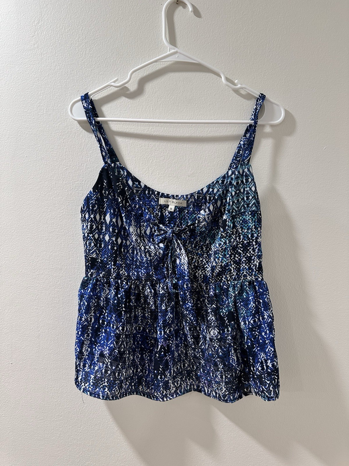 Lily Black Women’s Tiered Tie Dye Sleeveless Cami Tank Top Blue Size M