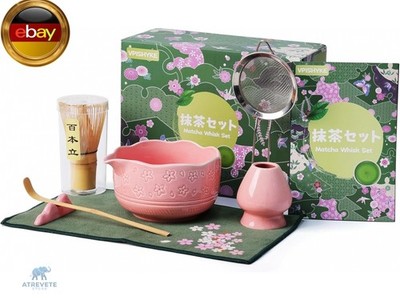 Premium Matcha Set - Matcha Tea Set 7-Piece Traditional Tea Set with Bamboo