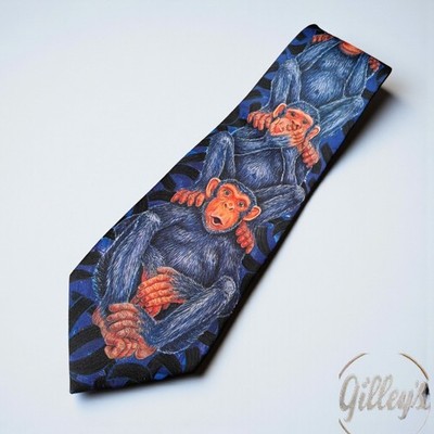 Funky Monkey Tie by D'em Crazy Vintage Necktie Novelty 4 Monkies