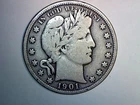 1901  BARBER HALF DOLLAR SOME LETTERS SHOW IN LIBERTY