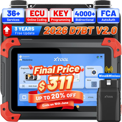 2026 XTOOL D7 BT V2.0 Bidirectional Diagnostic Tool Full System OBD2 Scanner AI