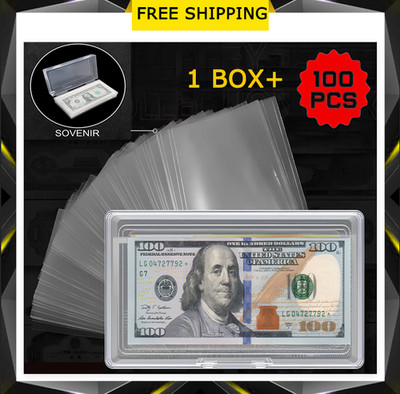 (100) CURRENCY HOLDERS Semi Rigid REGULAR Vinyl Sleeves Banknotes Dollar Bill