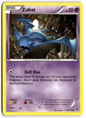 Pokemon TCG Zubat 31/119 XY - Phantom Forces Common NM