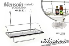 MENSOLA PORTA ROTOLO BARRA UTENSILI PARETE CUCINA SOTTO PENSILE METALLO 40*21*32