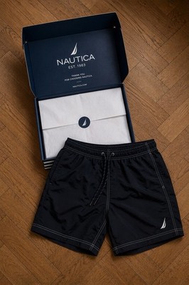 Nautica | Herren Badeshorts | 480 | Elastischer Bund | Taschen | L - Schwarz