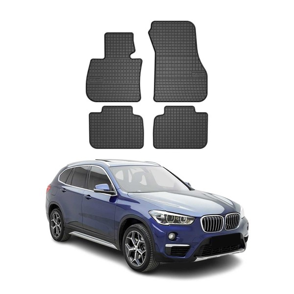 Omac Gummi FußMatten FüR Bmw X1 F48 2015-2022 Automatten Gummi Tpe Schwarz 4Tlg-image