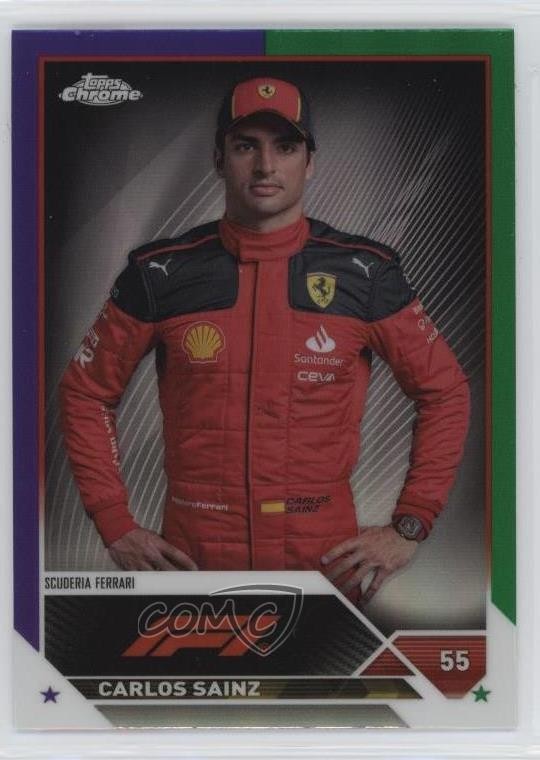 2023 Chrome Formula 1 F1 Drivers Purple Green Refractor Carlos Sainz Jr #17 0e9k
