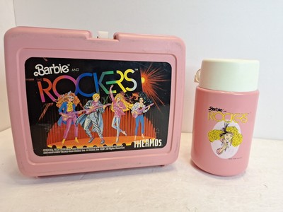 Vintage 1987 Barbie and The Rockers, Pink Lunchbox By Thermos w/ Drink Thermos