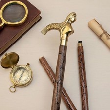 Vintage Style Mermaid Handle Cane in Rosewood, brass art handle