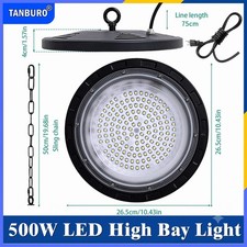 w/US Plug 500W UFO Led High Bay Light Commercial Industrial Warehouse Shop Light
