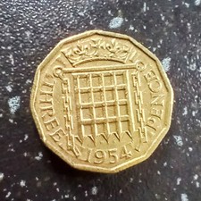 British 3 Pence Coin - Queen Elizabeth ll - 1954 Year