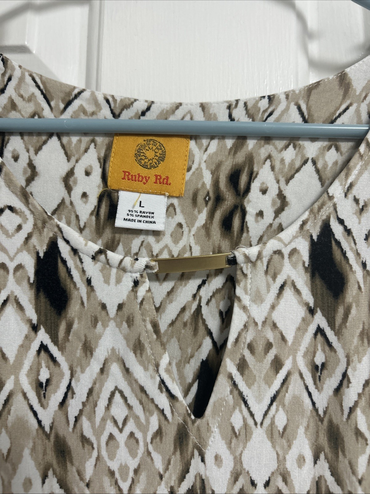 Ruby Rd Women’s Brown/Black Patterned Blouse 3/4 … - image 5