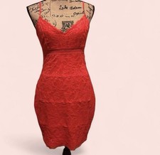 Y2K Guess Floral Lace Slip Dress Womens M Red Party Cottagecore Classic Work
