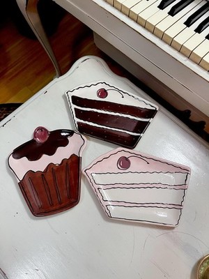 (3) With Love, Joanne - Cup & Sliced Cake Shaped - Ceramic - Dessert Plates