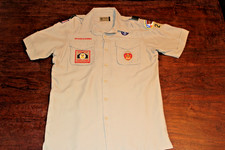 Boy Scouts of America BSA Men's Shirt Tan Small Vented Poly Microfiber Sewn Patc
