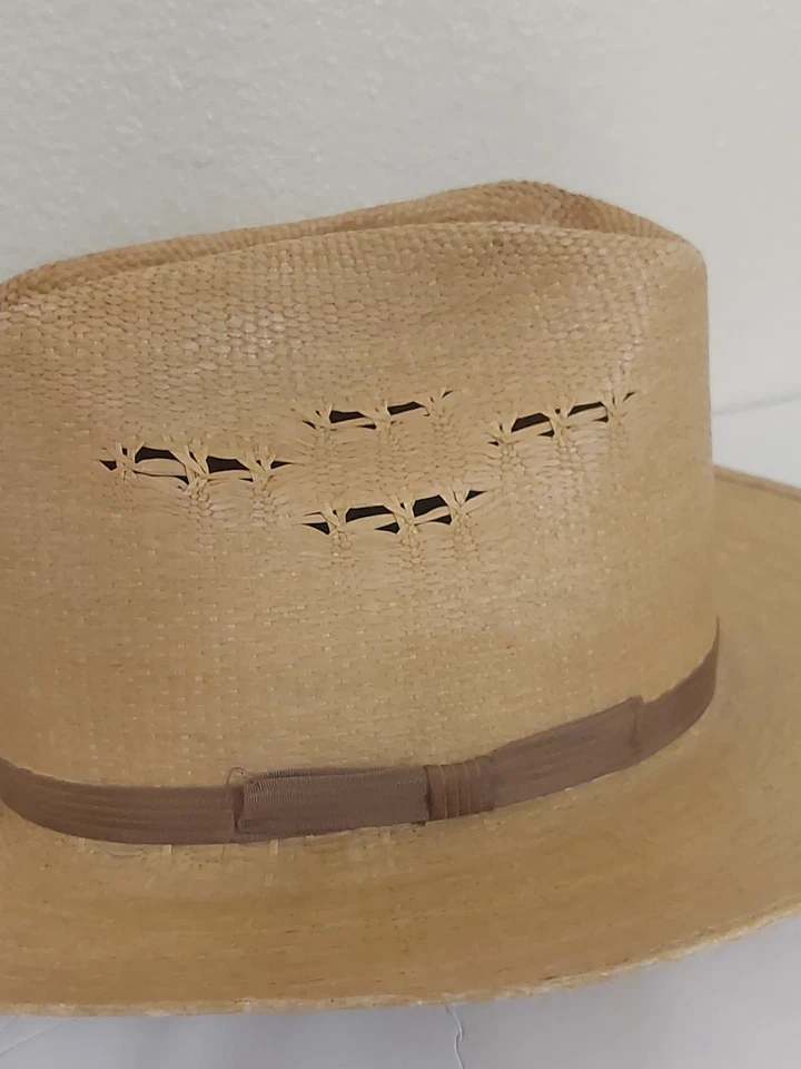 Vtg Bailey U-Roll-It Straw Cowboy Hat | Cattleman Crown | Size 6 3/4 (21" Small) - Image 3 of 4