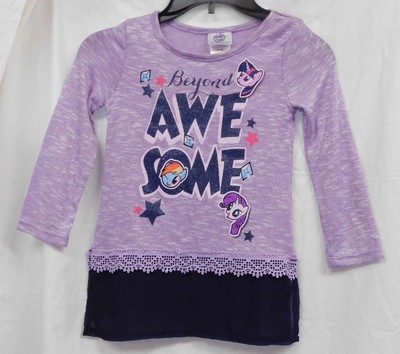 NWT - Girl's ''Beyond Awesome'' Mock Layered Top from My Little Pony - 4/5 -Purple