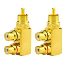 WMYCONGCONG 2 PCS RCA Splitter Adapter Male to 2 Female Right Golden