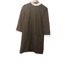 Sezane Erin Mini Dress Women Size UK 6 FR 34 Grey Lace Collar Parisian Chic