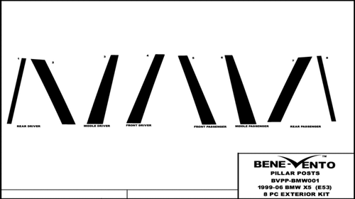 CHROME PILLAR POST COVERS FOR BMW X5 2000-2006 ( 8PC SET) - Foto 3 di 3