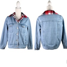 Missguided Denim Jacket Fleece Collar 2 Oversized Light Wash