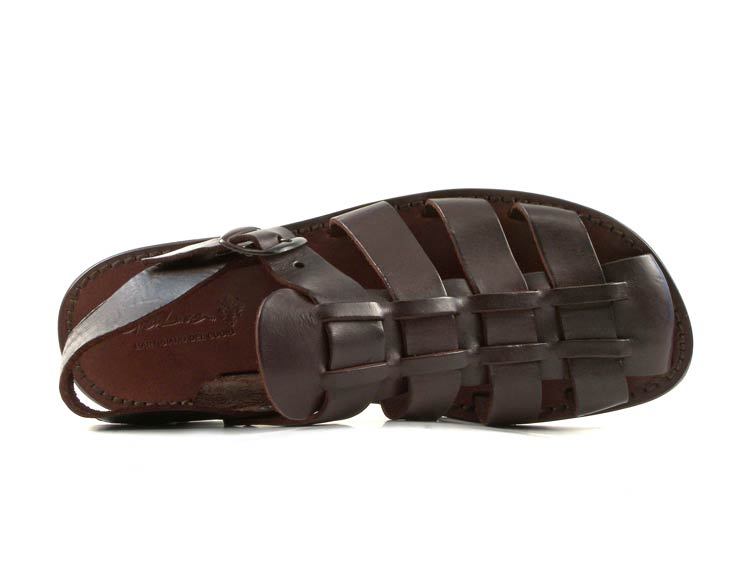 Handmade in Italy men's Franciscan strappy sandals in dark brown