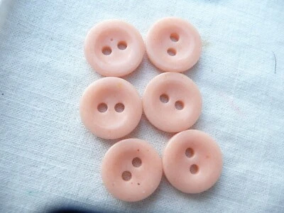 6 boutons anciens vintage  en verre rose - Photo 1/4